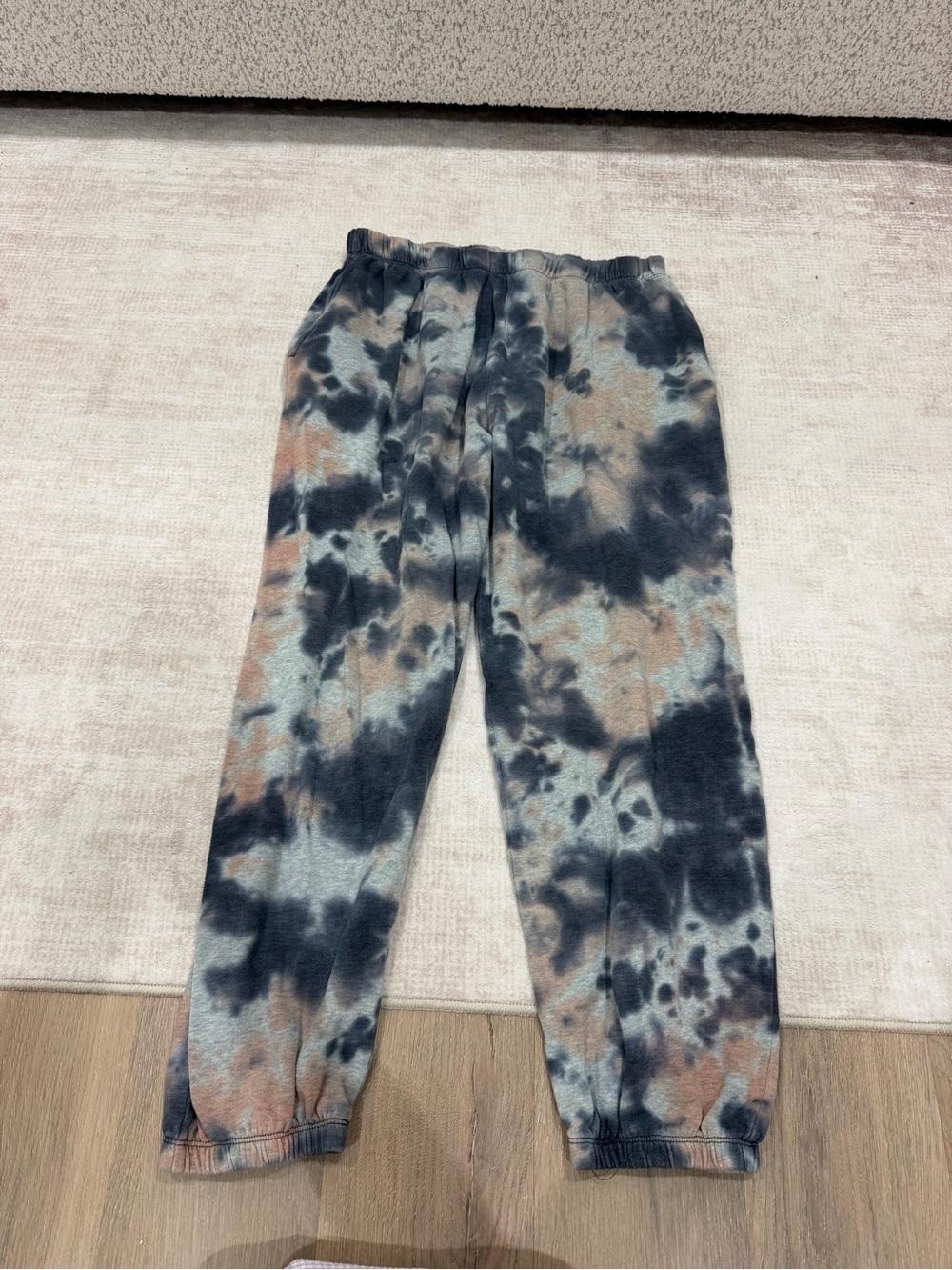 Tie-Dye Elastic Waist Joggers - Black, Gray & Brown